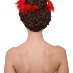 HPO Women Curly Top Bun With Red Lace Wig Dark Brown | Premium Breathable Capless Cap 13 HPO Women Curly Top Bun With Red Lace Wig Dark Brown | Premium Breathable Capless Cap
