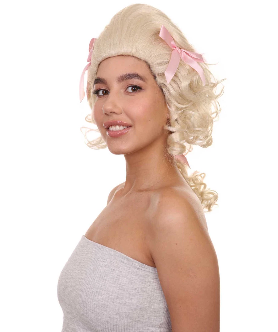 HPO Women's Womens French Colonial Marie Antoinette Wig | Blonde Historical Wigs | Premium Breathable Capless Cap 2 HPO Women's Womens French Colonial Marie Antoinette Wig | Blonde Historical Wigs | Premium Breathable Capless Cap