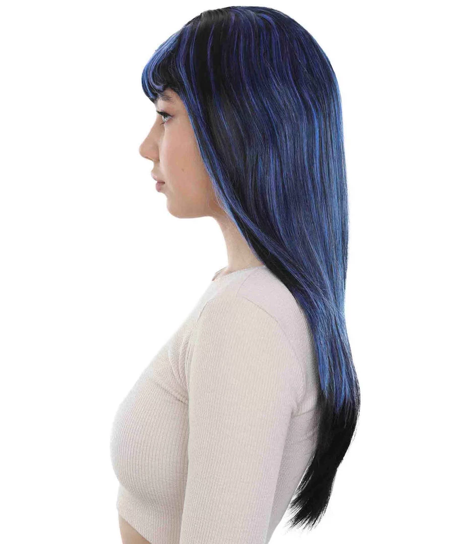 HPO Women's Glamour Witch Womens Wig | Blue Black Sexy Cosplay Party Halloween Wig | Premium Breathable Capless Cap 3 HPO Women's Glamour Witch Womens Wig | Blue Black Sexy Cosplay Party Halloween Wig | Premium Breathable Capless Cap