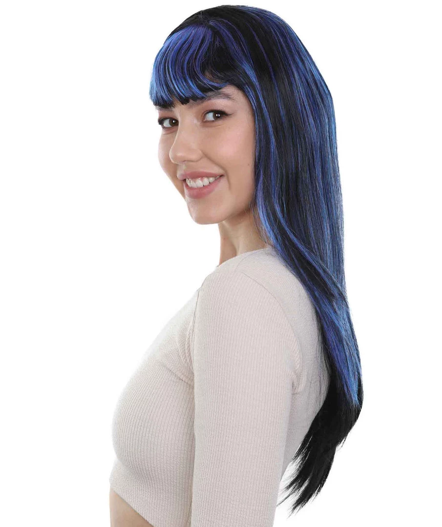 HPO Women's Glamour Witch Womens Wig | Blue Black Sexy Cosplay Party Halloween Wig | Premium Breathable Capless Cap 2 HPO Women's Glamour Witch Womens Wig | Blue Black Sexy Cosplay Party Halloween Wig | Premium Breathable Capless Cap