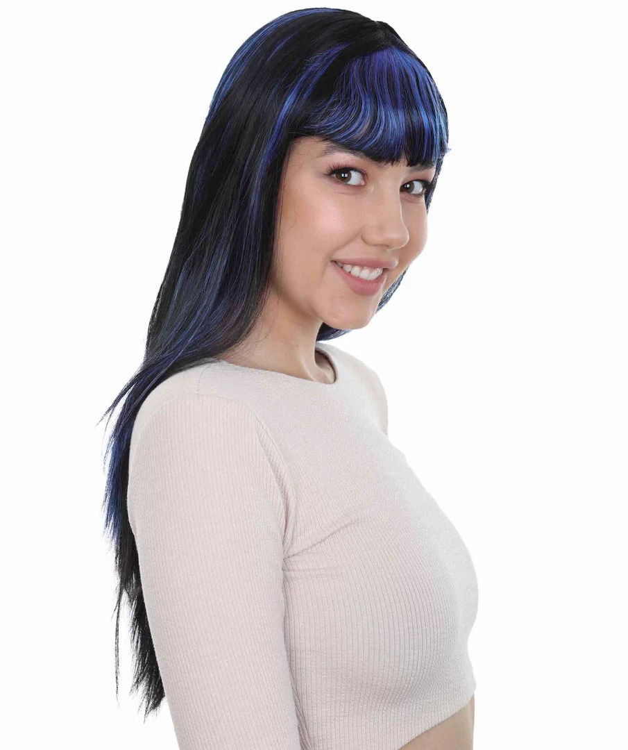 HPO Women's Glamour Witch Womens Wig | Blue Black Sexy Cosplay Party Halloween Wig | Premium Breathable Capless Cap 6 HPO Women's Glamour Witch Womens Wig | Blue Black Sexy Cosplay Party Halloween Wig | Premium Breathable Capless Cap
