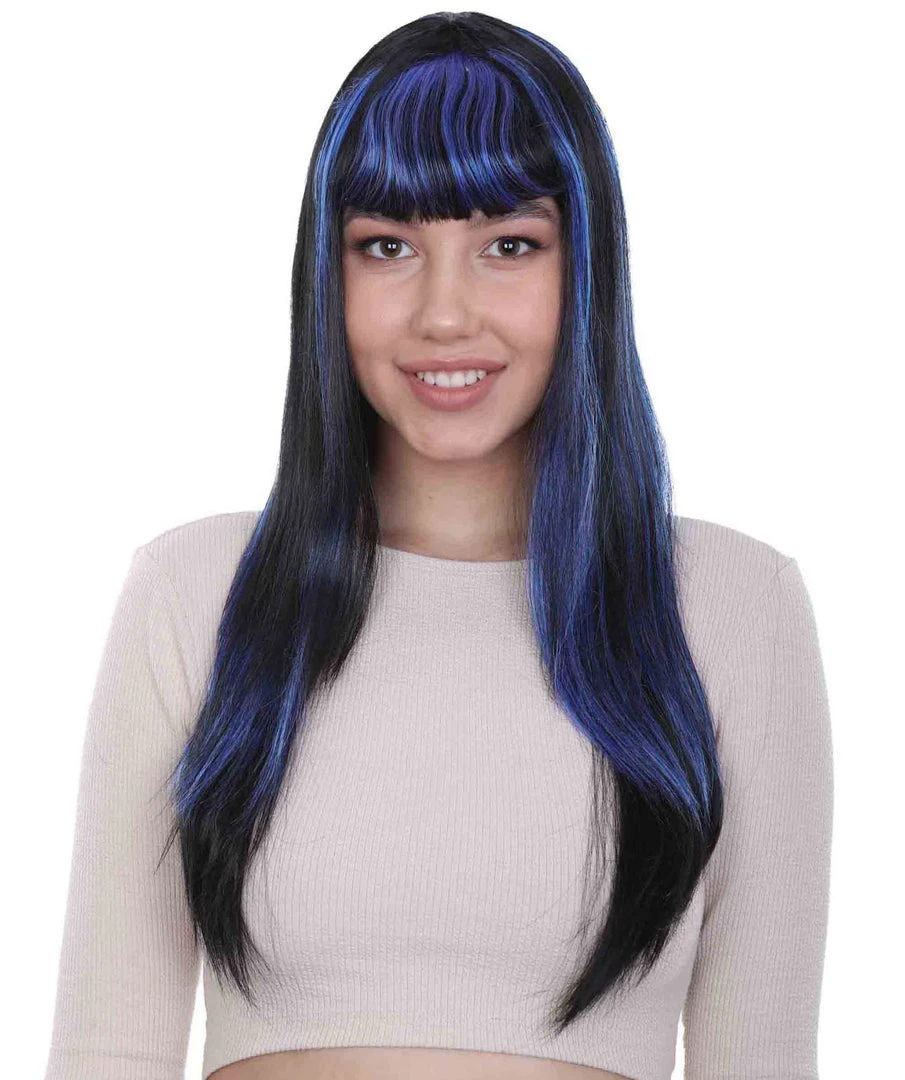 HPO Women's Glamour Witch Womens Wig | Blue Black Sexy Cosplay Party Halloween Wig | Premium Breathable Capless Cap 1 HPO Women's Glamour Witch Womens Wig | Blue Black Sexy Cosplay Party Halloween Wig | Premium Breathable Capless Cap