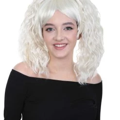 HPO Women's Adults Womens Wig | White TV/Movie Party Ready Fancy Cosplay Halloween Wig | Premium Breathable Capless Cap