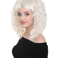 HPO Women's Adults Womens Wig | White TV/Movie Party Ready Fancy Cosplay Halloween Wig | Premium Breathable Capless Cap