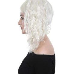 HPO Women's Adults Womens Wig | White TV/Movie Party Ready Fancy Cosplay Halloween Wig | Premium Breathable Capless Cap