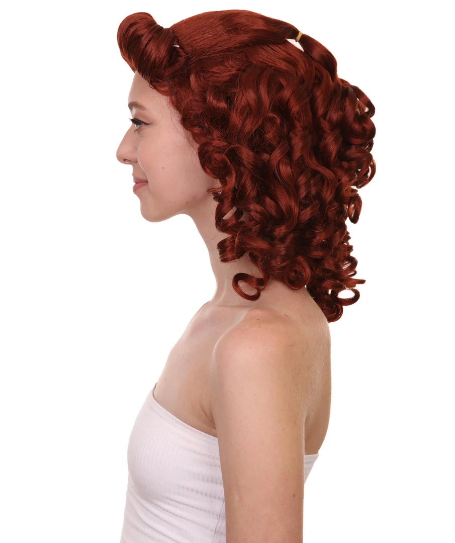 HPO Women's Womens 40's Pin Up Girl | Brown Vintage Wig | Premium Breathable Capless Cap 4 HPO Women's Womens 40's Pin Up Girl | Brown Vintage Wig | Premium Breathable Capless Cap