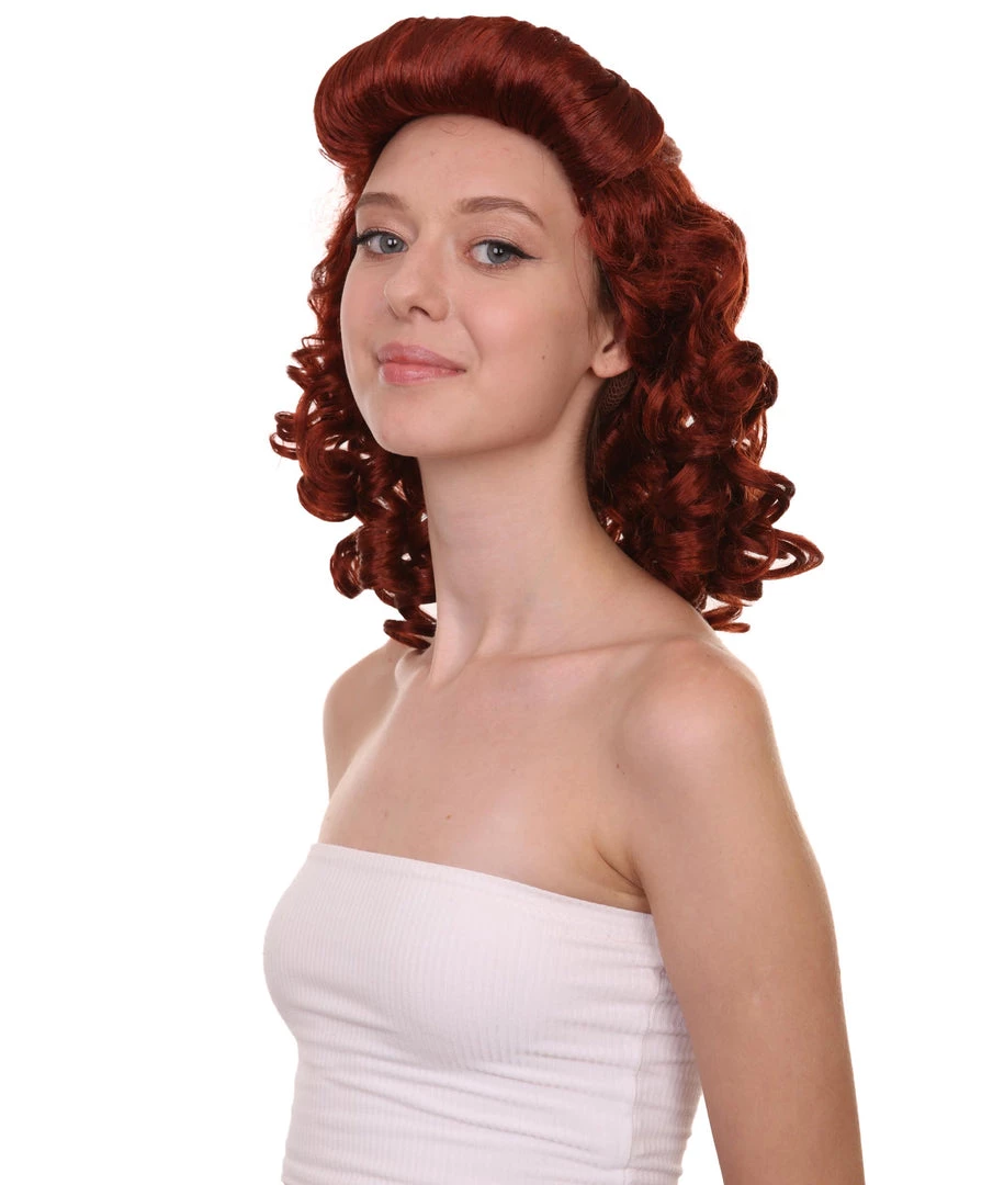 HPO Women's Womens 40's Pin Up Girl | Brown Vintage Wig | Premium Breathable Capless Cap 3 HPO Women's Womens 40's Pin Up Girl | Brown Vintage Wig | Premium Breathable Capless Cap