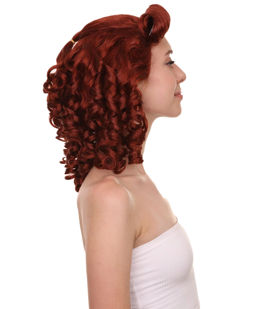 HPO Women's Womens 40's Pin Up Girl | Brown Vintage Wig | Premium Breathable Capless Cap 6 HPO Women's Womens 40's Pin Up Girl | Brown Vintage Wig | Premium Breathable Capless Cap