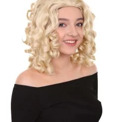 HPO Goldilocks Womens Wig | Medium Curly Stage/Event Fancy Halloween Wig | Premium Breathable Capless Cap