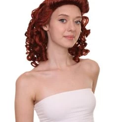 HPO Women's Womens 40's Pin Up Girl | Brown Vintage Wig | Premium Breathable Capless Cap 16 HPO Women's Womens 40's Pin Up Girl | Brown Vintage Wig | Premium Breathable Capless Cap