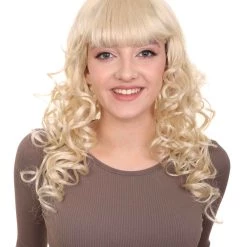 HPO Womens Long Blonde Curly Wig | Dramatical Fancy Wig | Premium Breathable Capless Cap