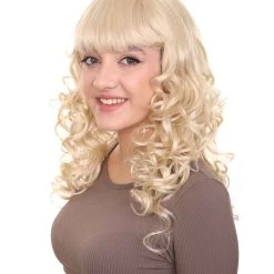 HPO Womens Long Blonde Curly Wig | Dramatical Fancy Wig | Premium Breathable Capless Cap