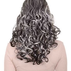 HPO Women's Wicked Witch Womens Wig | Black & White Curly Medium Wig | Premium Breathable Capless Cap 12 HPO Women's Wicked Witch Womens Wig | Black & White Curly Medium Wig | Premium Breathable Capless Cap