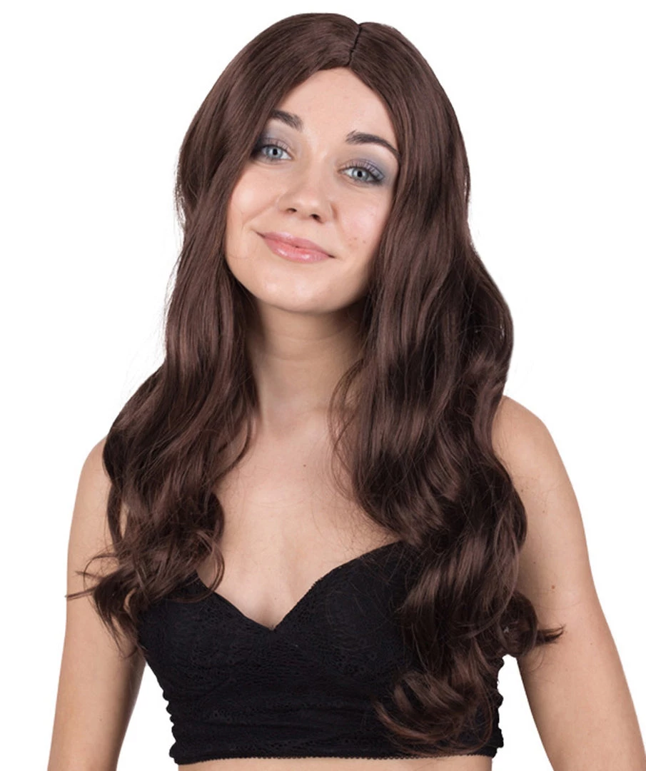 BC Women's Dark Brown Color Wavy Medium Length Trendy Earth Princess Wig 1 BC Women's Dark Brown Color Wavy Medium Length Trendy Earth Princess Wig