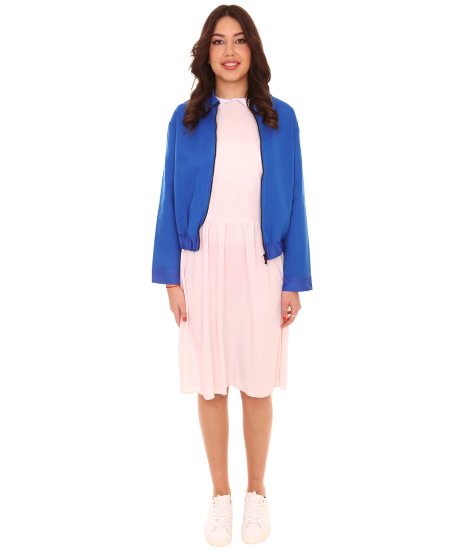 HPO Adult Women's Stranger Jacket And Dress TV/Movie Costume | Blue & Pink Halloween Costume 2 HPO Adult Women's Stranger Jacket And Dress TV/Movie Costume | Blue & Pink Halloween Costume