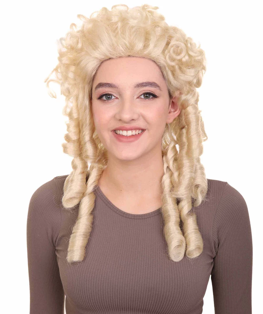 HPO Womens 18th Century Colonial Lady Curly Wig | Blonde Historical Wig | Premium Breathable Capess Cap 1 HPO Womens 18th Century Colonial Lady Curly Wig | Blonde Historical Wig | Premium Breathable Capess Cap