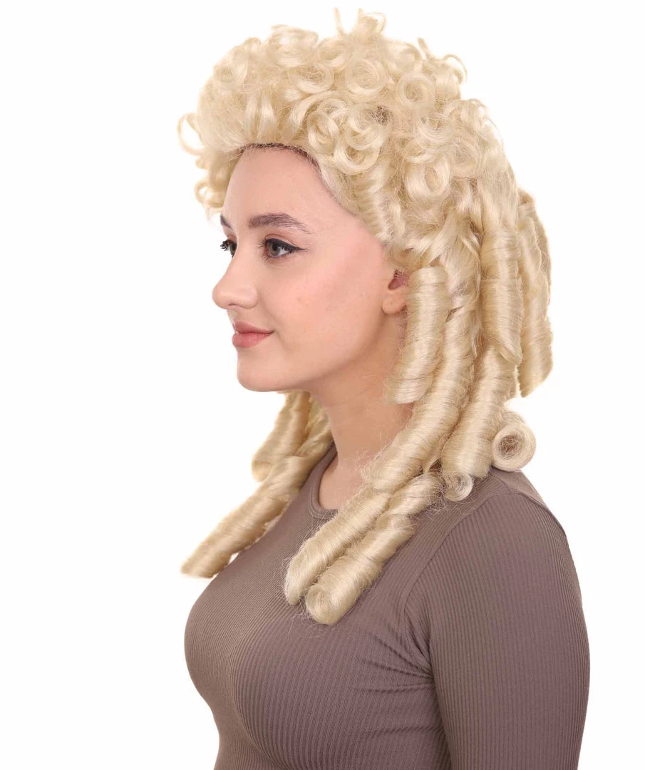 HPO Womens 18th Century Colonial Lady Curly Wig | Blonde Historical Wig | Premium Breathable Capess Cap 3 HPO Womens 18th Century Colonial Lady Curly Wig | Blonde Historical Wig | Premium Breathable Capess Cap
