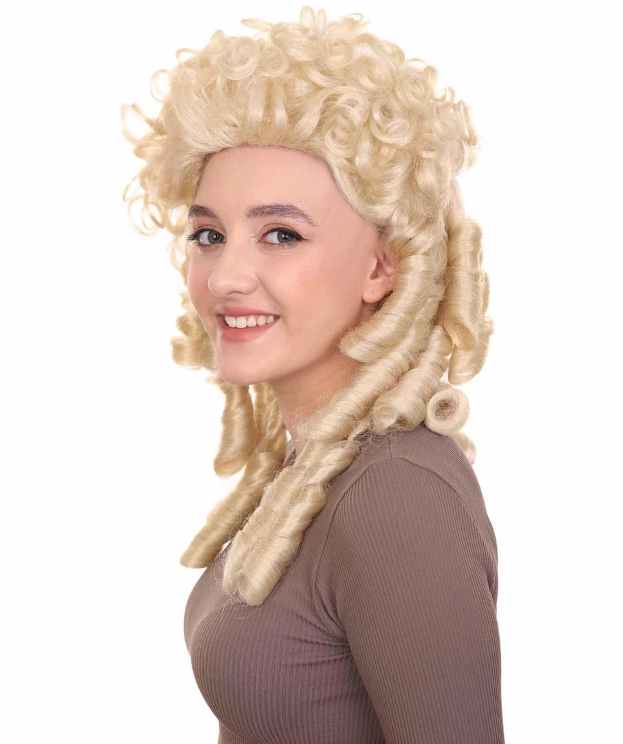 HPO Womens 18th Century Colonial Lady Curly Wig | Blonde Historical Wig | Premium Breathable Capess Cap 2 HPO Womens 18th Century Colonial Lady Curly Wig | Blonde Historical Wig | Premium Breathable Capess Cap