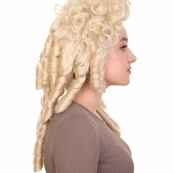 HPO Womens 18th Century Colonial Lady Curly Wig | Blonde Historical Wig | Premium Breathable Capess Cap 13 HPO Womens 18th Century Colonial Lady Curly Wig | Blonde Historical Wig | Premium Breathable Capess Cap