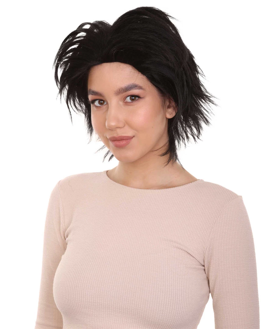 HPO Women's Womens Adult Curly Wig | Black Short Character Wig | Premium Breathable Capless Cap 2 HPO Women's Womens Adult Curly Wig | Black Short Character Wig | Premium Breathable Capless Cap