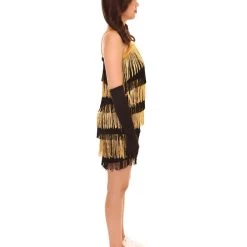 HPO Adult Women's 20's Fringe Flapper Costume | Gold Color Cosplay Costume 13 HPO Adult Women's 20's Fringe Flapper Costume | Gold Color Cosplay Costume