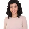 HPO Women's Womens 18th Century Colonial Lady Curly Wig | Black Historical Wig | Premium Breathable Capless Cap