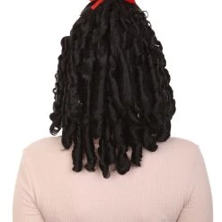 HPO Women's Womens 18th Century Colonial Lady Curly Wig | Black Historical Wig | Premium Breathable Capless Cap