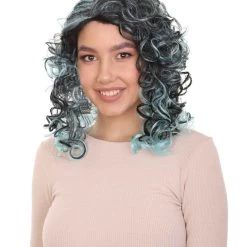 HPO Blue Wicked Witch Womens Wig | Black Sky Horror Cosplay Halloween Wig | Premium Breathable Capless Cap Women's