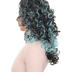 HPO Blue Wicked Witch Womens Wig | Black Sky Horror Cosplay Halloween Wig | Premium Breathable Capless Cap Women's 11 HPO Blue Wicked Witch Womens Wig | Black Sky Horror Cosplay Halloween Wig | Premium Breathable Capless Cap Women's