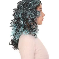 HPO Blue Wicked Witch Womens Wig | Black Sky Horror Cosplay Halloween Wig | Premium Breathable Capless Cap Women's 13 HPO Blue Wicked Witch Womens Wig | Black Sky Horror Cosplay Halloween Wig | Premium Breathable Capless Cap Women's