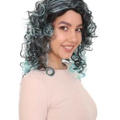 HPO Blue Wicked Witch Womens Wig | Black Sky Horror Cosplay Halloween Wig | Premium Breathable Capless Cap Women's 14 HPO Blue Wicked Witch Womens Wig | Black Sky Horror Cosplay Halloween Wig | Premium Breathable Capless Cap Women's