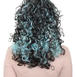 HPO Blue Wicked Witch Womens Wig | Black Sky Horror Cosplay Halloween Wig | Premium Breathable Capless Cap Women's 12 HPO Blue Wicked Witch Womens Wig | Black Sky Horror Cosplay Halloween Wig | Premium Breathable Capless Cap Women's