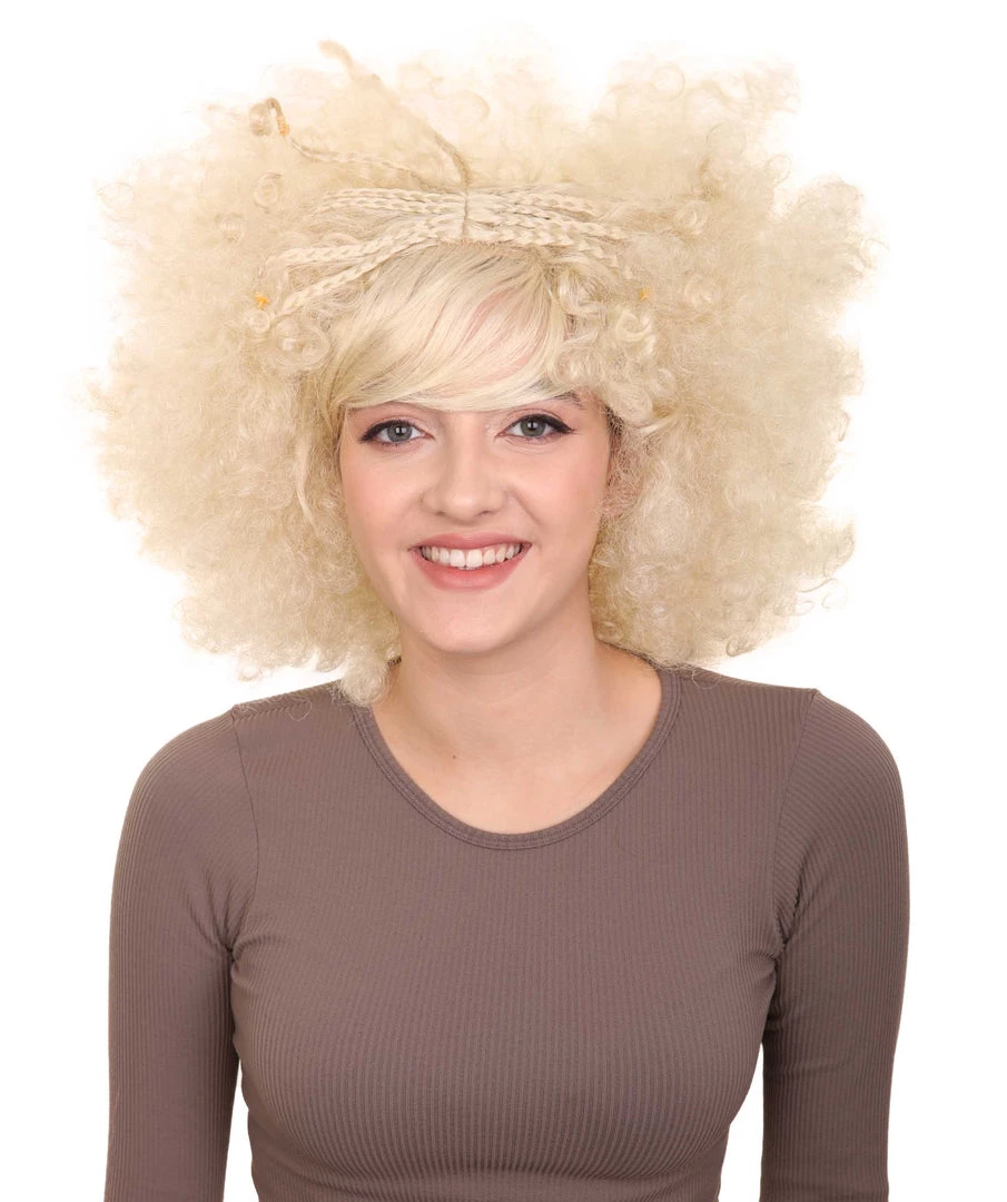 HPO Funky Pop Afro Unisex Wig | Super Size Jumbo Blond Party Wig | Premium Breathable Capless Cap Women's 1 HPO Funky Pop Afro Unisex Wig | Super Size Jumbo Blond Party Wig | Premium Breathable Capless Cap Women's