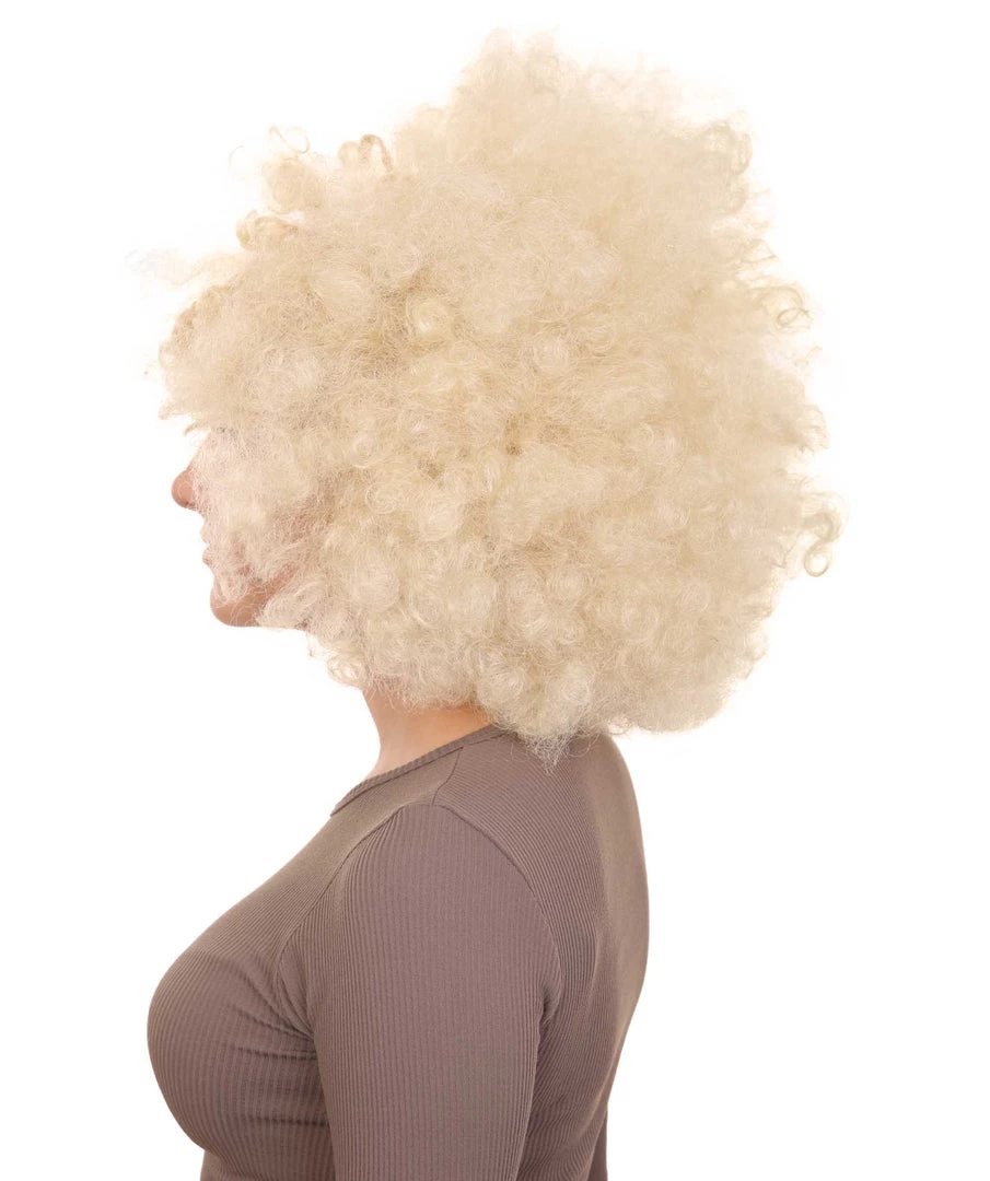HPO Funky Pop Afro Unisex Wig | Super Size Jumbo Blond Party Wig | Premium Breathable Capless Cap Women's 3 HPO Funky Pop Afro Unisex Wig | Super Size Jumbo Blond Party Wig | Premium Breathable Capless Cap Women's