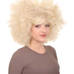 HPO Funky Pop Afro Unisex Wig | Super Size Jumbo Blond Party Wig | Premium Breathable Capless Cap Women's 14 HPO Funky Pop Afro Unisex Wig | Super Size Jumbo Blond Party Wig | Premium Breathable Capless Cap Women's