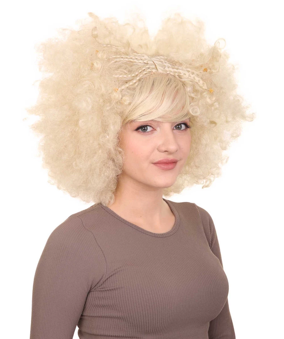 HPO Funky Pop Afro Unisex Wig | Super Size Jumbo Blond Party Wig | Premium Breathable Capless Cap Women's 6 HPO Funky Pop Afro Unisex Wig | Super Size Jumbo Blond Party Wig | Premium Breathable Capless Cap Women's