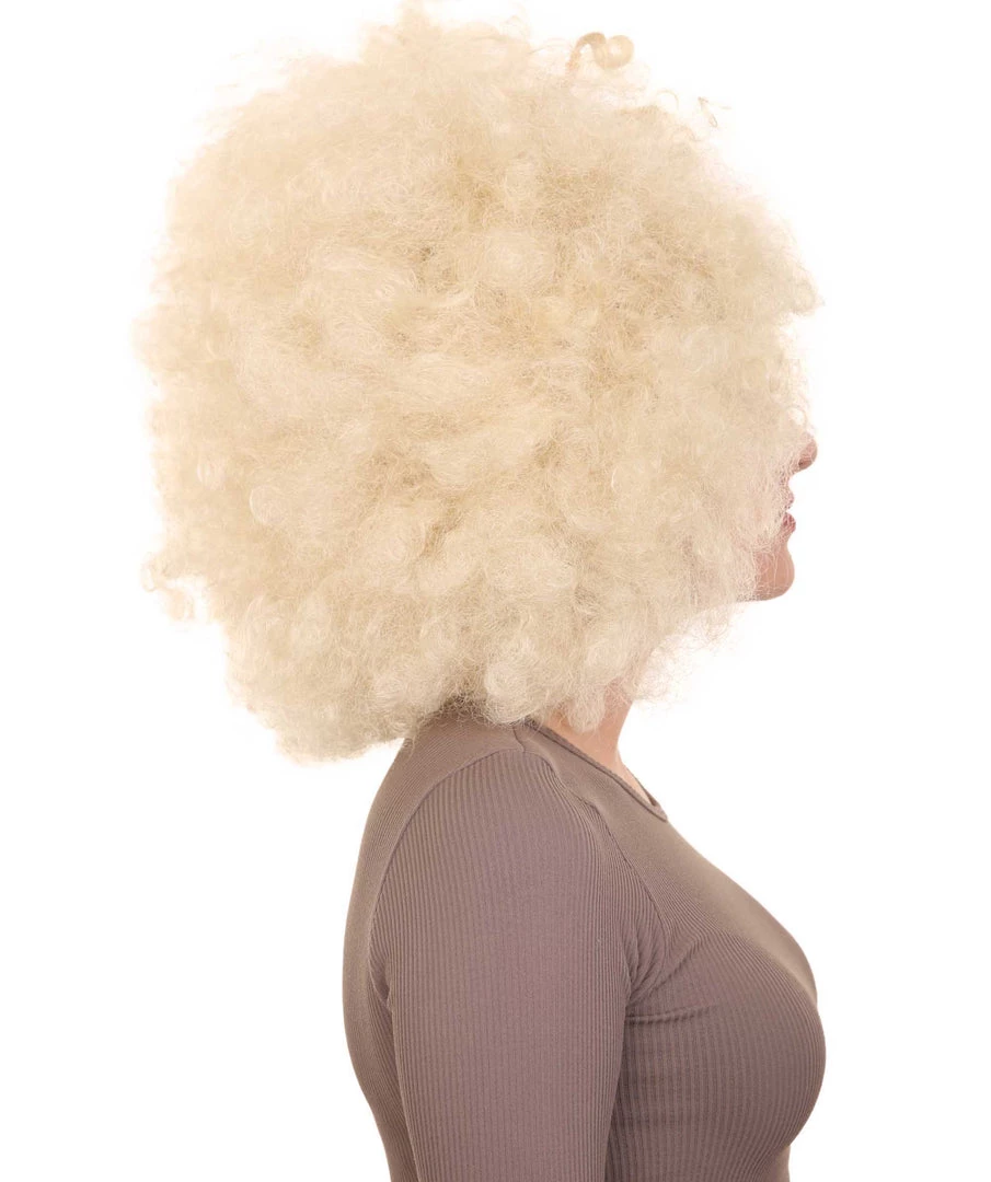 HPO Funky Pop Afro Unisex Wig | Super Size Jumbo Blond Party Wig | Premium Breathable Capless Cap Women's 5 HPO Funky Pop Afro Unisex Wig | Super Size Jumbo Blond Party Wig | Premium Breathable Capless Cap Women's