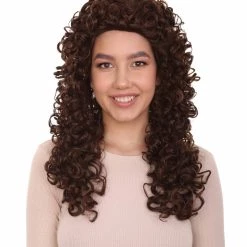 HPO Men's Long Curly Boogie Babe Womens Wig | Dramatical Cosplay Halloween Wig | Premium Breathable Capless Cap