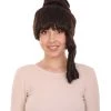 HPO Women's Womens Colonial Ladies 18th Century Curly Wig | Dark Brown Historical Wig | Premium Breathable Capless Cap