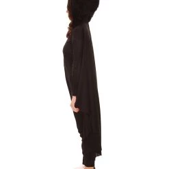HPO Adult Women's Cozy Bat Jumpsuit | Black Halloween Costume 9 HPO Adult Women's Cozy Bat Jumpsuit | Black Halloween Costume