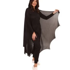 HPO Adult Women's Cozy Bat Jumpsuit | Black Halloween Costume 12 HPO Adult Women's Cozy Bat Jumpsuit | Black Halloween Costume