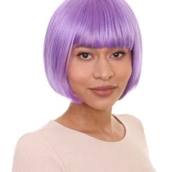 HPO Women's Womens Purple Bob Wig | Party Ready Fancy Cosplay Halloween Wig | Premium Breathable Capless Cap