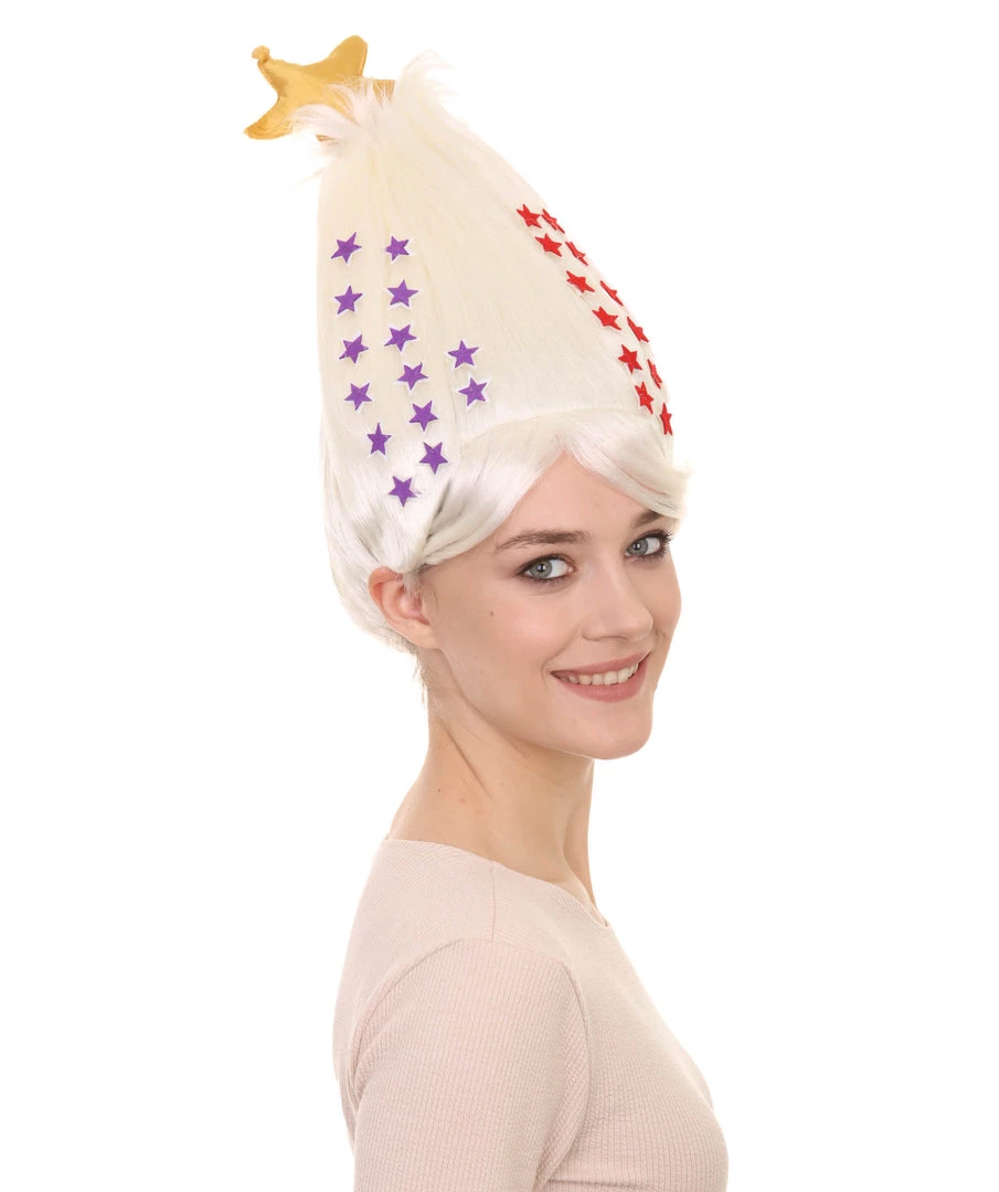 HPO White Christmas Tree Unisex Wig | Christmas Star Xmas Wig | Premium Breathable Capless Cap 6 HPO White Christmas Tree Unisex Wig | Christmas Star Xmas Wig | Premium Breathable Capless Cap