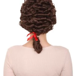 HPO Womens Colonial Lady Curley Black Historical Wig | Premium Breathable Capless Cap Women's