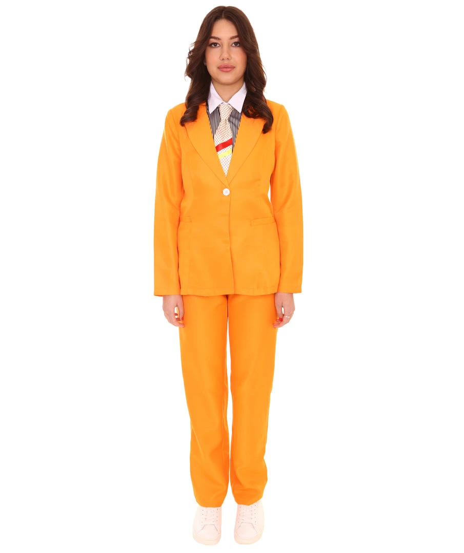 HPO Adult Women's EXCLUSIVE! Deluxe Singer Party Suit Costume | Orange Cosplay Costume 2 HPO Adult Women's EXCLUSIVE! Deluxe Singer Party Suit Costume | Orange Cosplay Costume
