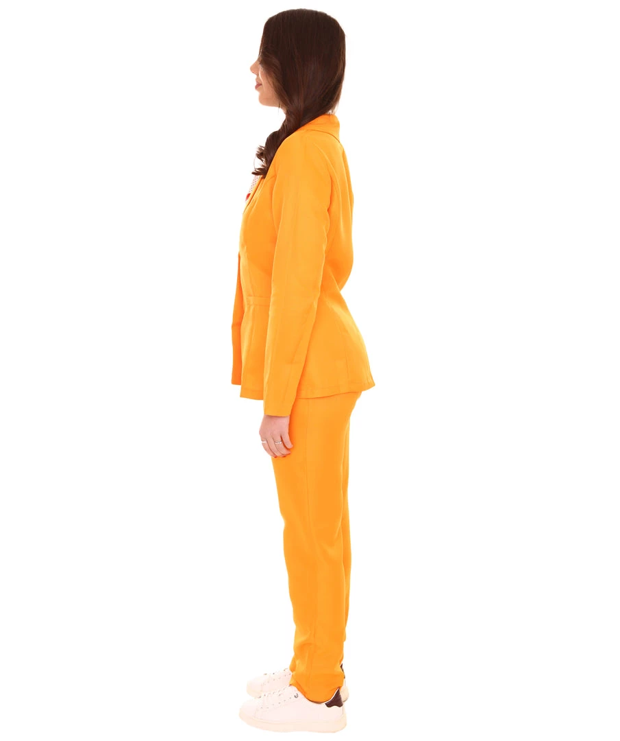 HPO Adult Women's EXCLUSIVE! Deluxe Singer Party Suit Costume | Orange Cosplay Costume 4 HPO Adult Women's EXCLUSIVE! Deluxe Singer Party Suit Costume | Orange Cosplay Costume