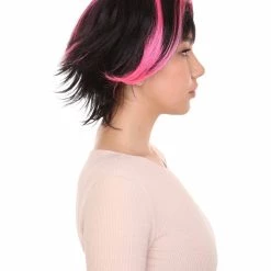 HPO Women's Short Pink & Black Wig | Party Ready Fancy Cosplay Halloween Wig | Premium Breathable Capless Cap 13 HPO Women's Short Pink & Black Wig | Party Ready Fancy Cosplay Halloween Wig | Premium Breathable Capless Cap