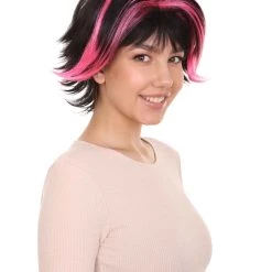 HPO Women's Short Pink & Black Wig | Party Ready Fancy Cosplay Halloween Wig | Premium Breathable Capless Cap 14 HPO Women's Short Pink & Black Wig | Party Ready Fancy Cosplay Halloween Wig | Premium Breathable Capless Cap