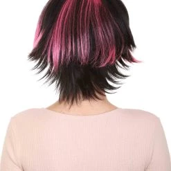 HPO Women's Short Pink & Black Wig | Party Ready Fancy Cosplay Halloween Wig | Premium Breathable Capless Cap 12 HPO Women's Short Pink & Black Wig | Party Ready Fancy Cosplay Halloween Wig | Premium Breathable Capless Cap