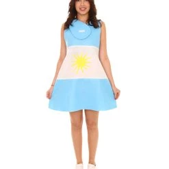 FLAGWIGS Adult Women's Argentina Flag Trolls Dress Sport Costume | Patriotic Cosplay Costume